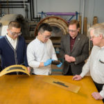 Hao Liu and Hongbo Dai with their advisor, assistant professor Erik Thostenson, and affiliated professor / founder of “Geeks4Hire”, William B. Johnson